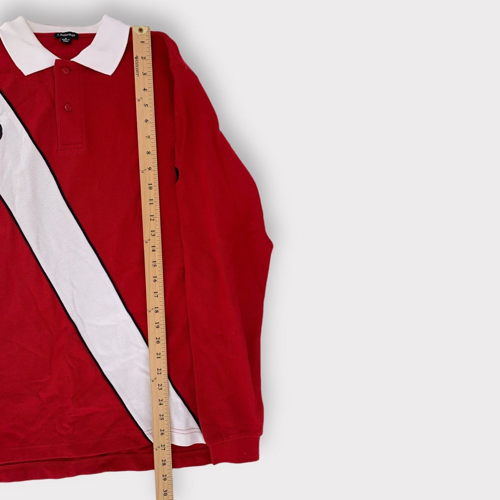 J. Peterman Rugby Polo Long Sleeve Shirt Red White Stripe #3 S - Picture 9 of 11